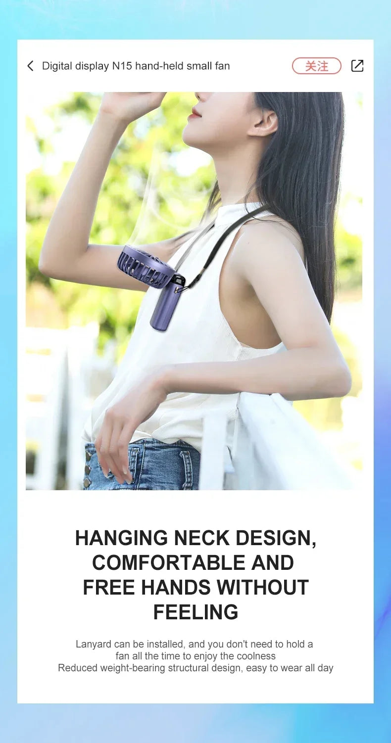 "AeroDisplay™ - 5-Speed Foldable Fan with Phone Stand & LED Screen"