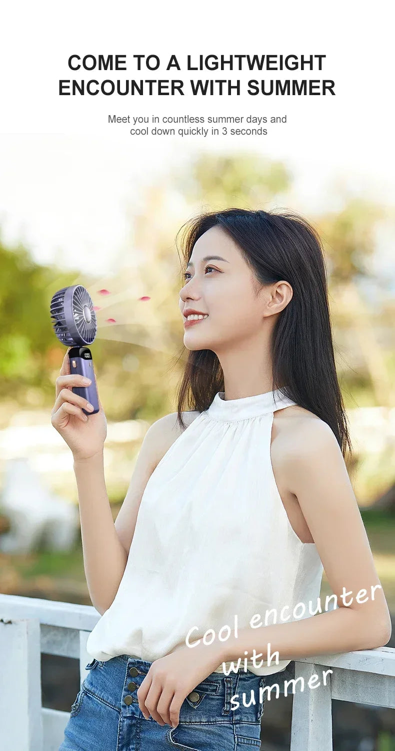 "AeroDisplay™ - 5-Speed Foldable Fan with Phone Stand & LED Screen"