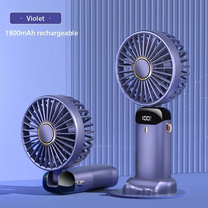"AeroDisplay™ - 5-Speed Foldable Fan with Phone Stand & LED Screen"