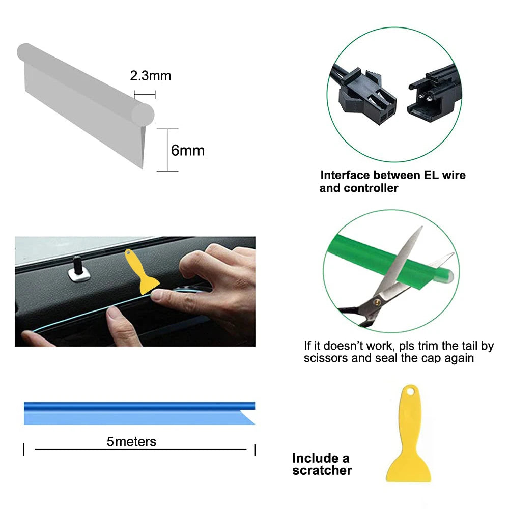 AeroGlow™ Car Interior LED Neon Strip or Aerofinds Ambient Atmosphere Lighting