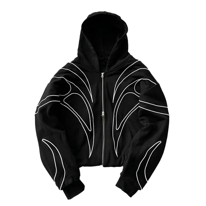 "Retro Embroidered Double-Zip Hoodie"