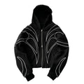 "Retro Embroidered Double-Zip Hoodie"