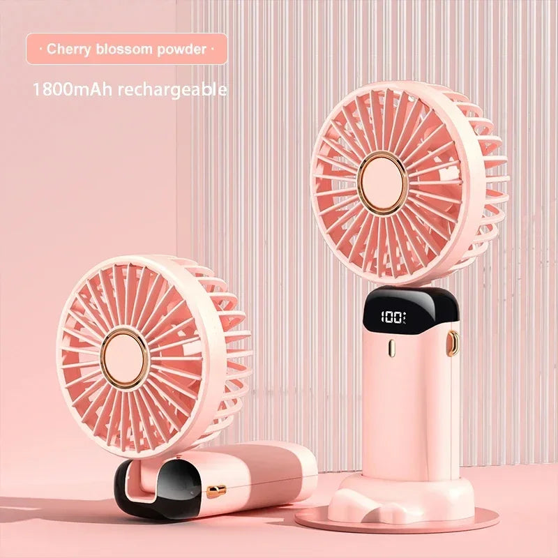 "AeroDisplay™ - 5-Speed Foldable Fan with Phone Stand & LED Screen"