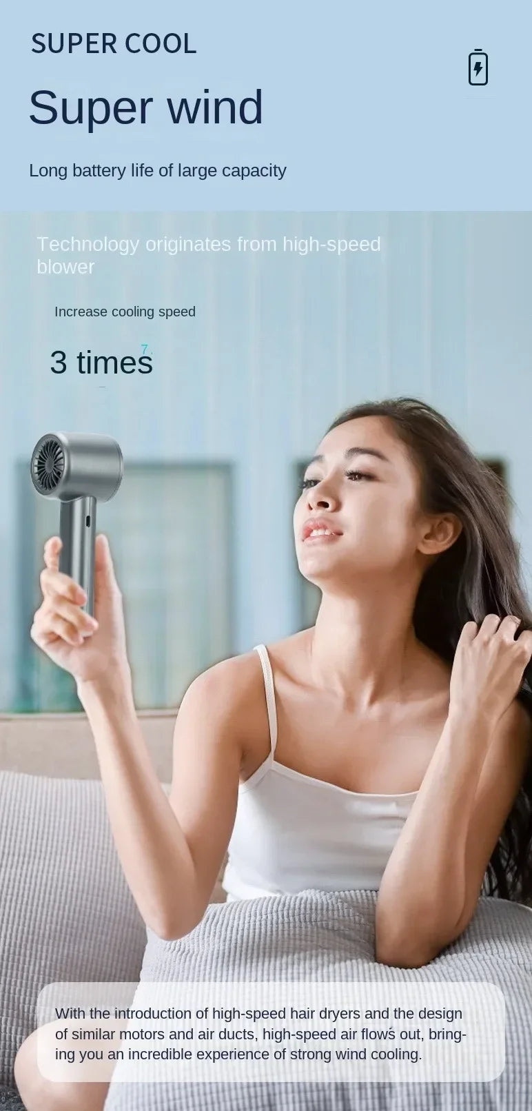 "AeroBlast™ - 120-Speed Bladeless Handheld Fan"