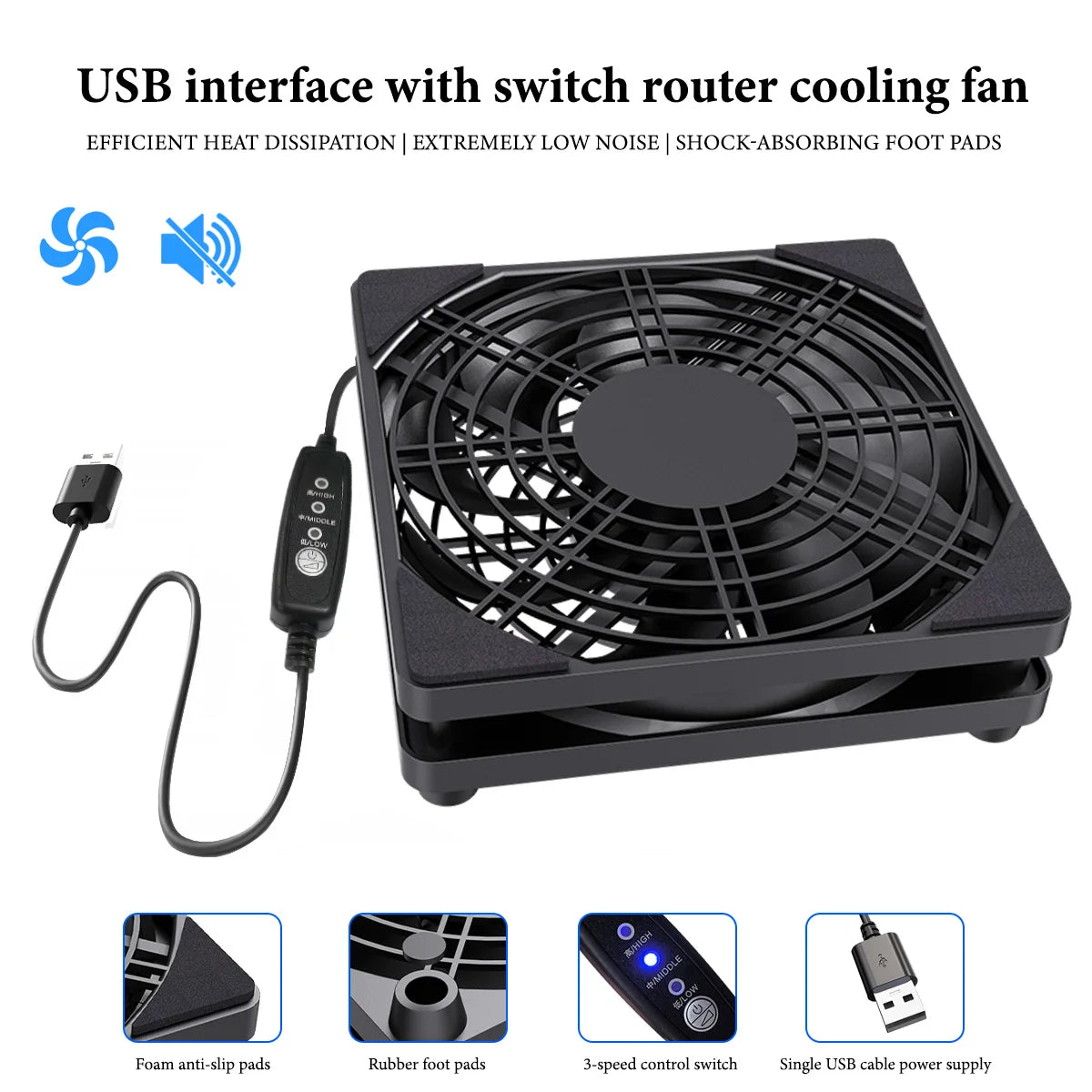 "AeroFlow™ - 3-Speed Silent USB Desktop Fan"