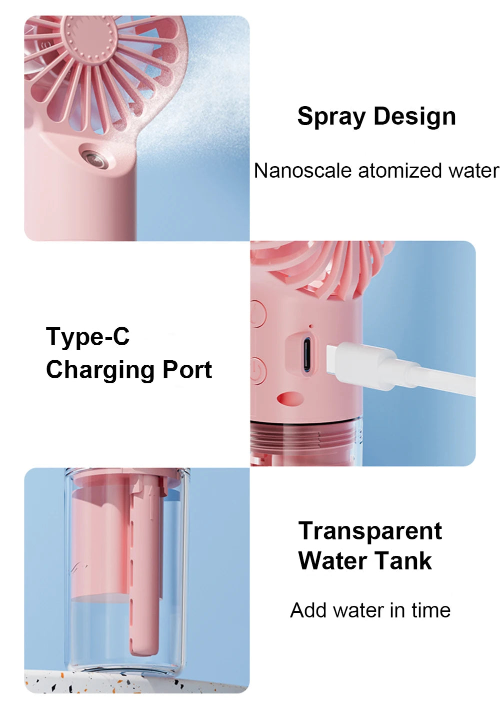 "AeroMist™ - Portable USB Water Humidifier Hand Fan"