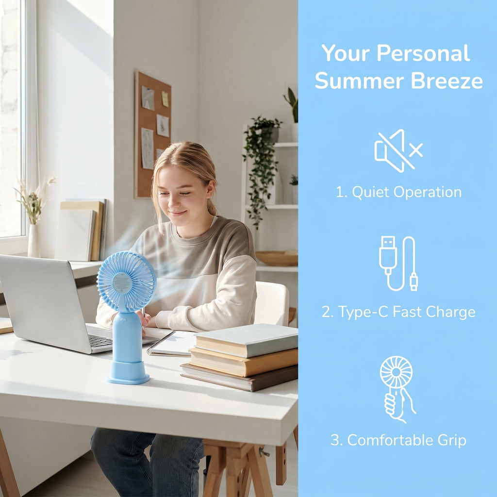 "AeroPocket™ - USB-C Rechargeable Mini Hand Fan"